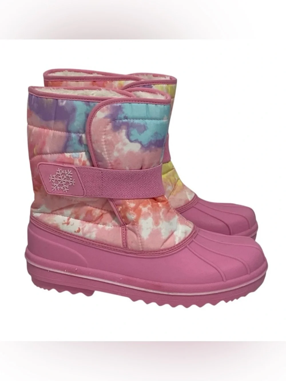 Girls’ Sherbet Rainbow Pink Winter Snow Boots - Like New - Size 6